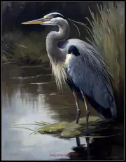 Heron by the Water 3 - Chart Counted Cross Stitch Patterns Needlework DMC Color