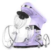 YOPOWER 5.5L Stand Mixer, Purple Electric Food Mixer, 6-Speed Kitchen Machine with Dough Hook, Whisk & Beater - 1400W Updated
