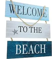 Yardenfun Hanging Beach Sign by Welcome Sign Beach Charm Wooden Wall Art Home Decor for Porch