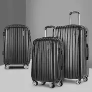 Wanderlite Luggage Set 3pc 20" 24" 28 Suitcase Hardcase Trolley Travel Black New
