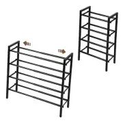 Expandable Shoe Rack, Adjustable Shoe Storage Shelf Organizer, 4-Tier Black