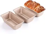 Mini Loaf Pan for Baking Bread, Nonstick Small Banana Bread Tins Set of 3, 6 X 3