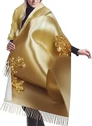 [RLDOBOFE] Scarf for Women Shawl Scarf Winter Warm Scarves Gold silk christmas Scarf Fringed Long Scarf Soft Tassel Scarf, Black, One Size, Black, One Size