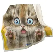 Cute Cats Terrified Baby Blue Eyes Kitten Throw Blanket