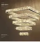 LED Square K9 Crystal Chrome Lamp Large Stair Chandelier Light Living Room Hotel