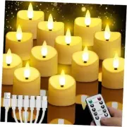 Rechargeable Tea Lights with Remote, Flameless LED Candle with 24 Hour Cycle