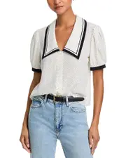 Frame The Polka Dot Sailor Silk Blouse