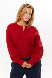 [Supré] Supré - Quinn Cable Knit Cardigan - Rosey red S ROSEY RED