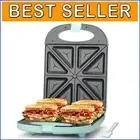Baker’s Friend Electric Breakfast Sandwich Maker - 4 Slice Panini Grill in Aqua