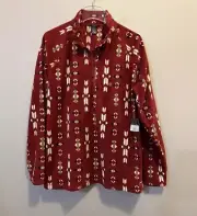 Eddie Bauer Quest Fleece 1/4 Zip Womens Size XXL Western Print Red Clay Cozy