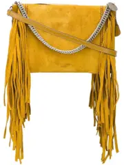 Givenchy Fringe Golden Green Smooth Suede And Leather Shoulder Bag
