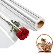 Aupoint Extra Large Cellophare Wrapping Roll 80cm x 15m (80cm Width Folded into 40cm) ,Thick Plastic Transparent Wrapping Paper for Gift Baskets, Flower Bouquets, Arts & Crafts,2.3 Mil Transparent Cellophane Wrapping for Toys (Transparent)