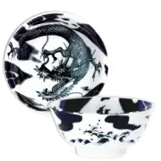 SET of 2 Japanese 6"D Porcelain Rice Soup Bowls Fortune Ryu Dragon Made in Japan