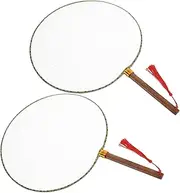 jojofuny 2pcs White Silk Cloth Fan for Painting Round Wooden Handle Creative Art Supplies for Decorative Handheld Fan for Festivals and Personal Projects