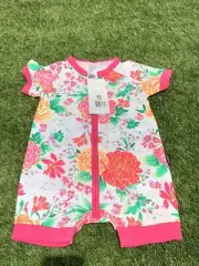 BONDS Girls Bloom Pink Orange Chrysanthemum Flower Size 1 BNWT Wondersuit Romper