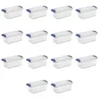 Sterilite 7 Quart Latch Box, Clear Plastic Storage Bin with Clear Lid, Blue, 14