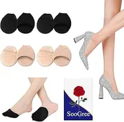 SooGree Ball of Foot Cushion Socks Seamless Toe Topper Socks Half Forefoot Socks Non-Slip Pain Relief Sponge Toe Half Socks