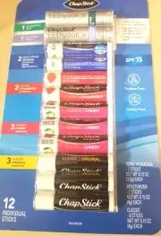 CHAPSTICK VARIETY PACK CLASSIC ORIGINAL CHERRY/STRAWBERRY, LIP MOISTURIZER, 12ct
