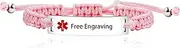 [Tobestu] Stainless Steel Medical Alert ID Bracelets - Handmade Woven Polyester String Adjustable Medical Bracelet for Men Women Y3944