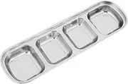 LOPUNER Stainless Steel Divided Seasoning Dish Elegant Plate for Sauces and Condiments Multi Compartment Design for Home and Restaurant Use and Easy to Clean