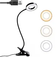 Clip on Desk Lamp, ZIKO Clip on Lights 48 LED USB Book Light 3 Color Modes 10 Brightness Dimmable Eye Protection Reading Light for Bed 360 Degree Flexible Gooseneck Clamp Lamp for Work Study
