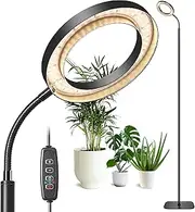 Grow Light for Indoor Large Tall Plants, LED Full Spectrum Plant Light with Stand, Floor Growing Lamps with Auto ON/Off Timer, 60 Inch Height Adjustable,10 Level Dimmable, Black Halo Growth Lamp