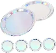 Alipis 30pcs Iridescent Party Plates Holographic Disposable Paper Plates for Birthdays Gatherings Events Design Convenient Cleanup for Appetizers Main Courses