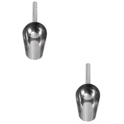 Set of 2 Pet Food Shovel Scoops for Animals Dog with Measurements Metal