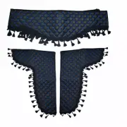 Decorative Black with Blue Stitches Eco Leather Curtains for Volvo FH FM truck