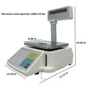 Supermarket LCD Display Digital Price Computing Scale Thermal Printer 33lb 110V