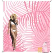 110''×118'' Pink Beach Blanket 2-8 Adults Large Waterproof Sandproof Beach Ma...