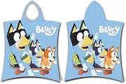 Jerry Fabrics Bluey Towel Poncho for Boys or Girls, Hooded Poncho Bath Towel for Kids, 50 x 115 cm, Swimming Pool and Beach Towels