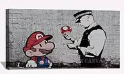 [BOHU ARTS] Banksy Wall Art Mario and Policeman Banksy Graffiti Street Canvas Art Framed Painting for Bedroom Livingroom Office Ready to Hang