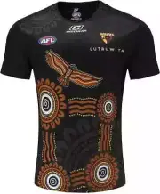 Hawthorn Hawks 2023 AFL Mens Black Run Out Tee Sizes S-5XL BNWT