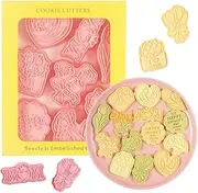 8PCS Mother's Day Cookie Cutters with Plunger Stamps Set, Flower MOM Rose Cookie Plunger Stamps DIY Press Molds Mother's Day Party Baking Supplies Clay Biscuit Molds