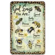 Bee Sign | God Says You Are Unique, Special, Strong.. 8"x12" honeybee sign, bees