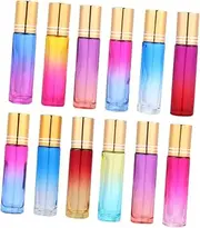 HONMEET 12Pcs Refillable Roller Bottles for Essential Oils Chic Gradient Design with Random Color Caps for Travel and Outdoor Use for Perfumes and Lotions