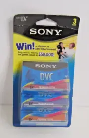 Sony DVC Mini DV 60 Min Sealed Blank Tapes Premium 3-Pack New Sealed #LA