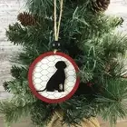 Dog Rustic Farm Christmas Ornament with Laser-Cut Chicken Wire Pattern