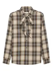 [Saint Laurent Paris] Saint Laurent Paris-Camicia LavalliÈRe Cassandre In Cotone Tartan-Donna L