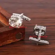 Natural Green Amethyst Gemstones with 925 Sterling Silver Cufflinks For Gift #88