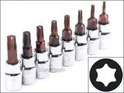 8pcs T8 - T40 Torx Bit 1/4" 6mm Square Drive Socket Torque Wrench Bar Kit Tool