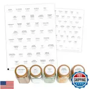 Paper and Pear Round Spice Jar Labels Preprinted Waterproof - Modern Style Wh