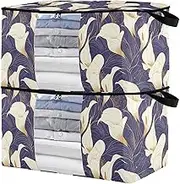 sanluoli 90L 2 Pack Under Bed Shoe Storage with Reinforced Handles, clear window Closet Container