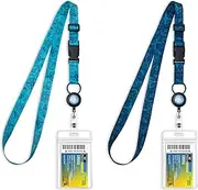 MNGARISTA Retractable Cruise Lanyard for Ship Cards, Waterproof Lanyards for Cruise Ship Cards with ID Holder, 2 Pack, Underwater World