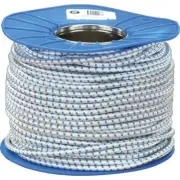 Shock Cord, 6mm x 100m White, Blue Fleck Bungee Cord