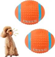 2Pcs Squeaky Dog Ball Latex Rubber Dog Toy Rugby Ball Chew Fetch Throw Ball for