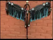Western Dark Brown Leather Tack set of Headstall & Breast Collar