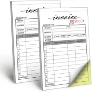 2-Part Carbonless Invoice Book 3.4X5.5 W/ Cardboard Back 50 Sets 2 Pack