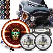 7" RGB LED Headlight Passing Lamps For Harley Harley Electra Glide Ultra Classic
